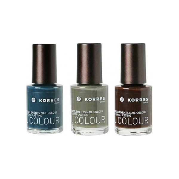 Korres Nail Polish Set 37 Hazy Petrol & 62 Warm Khaki & 68 Chocolate Brown