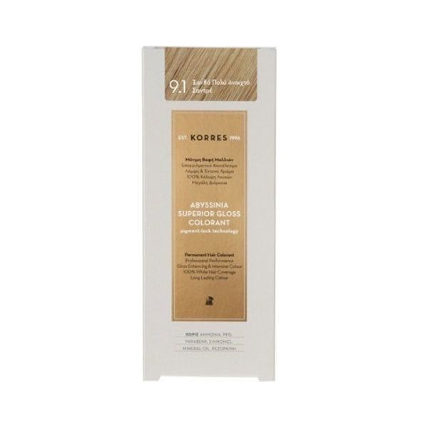 Korres Abyssinia Superior Gloss Colorant 9.1 Ξανθό Πολύ Ανοιχτό Σαντρέ