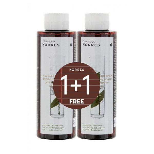 Korres Σαμπουάν Για Πιτυρίδα/Ξηροδερμία Δάφνη & Echinacea 250ml & 250ml