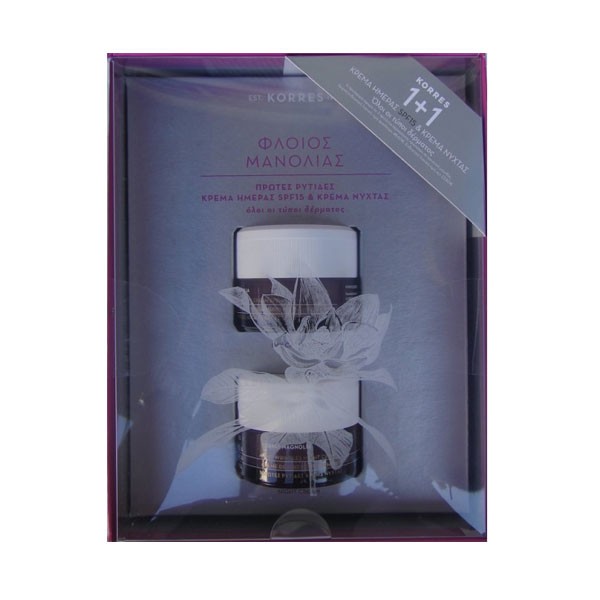 Korres Σετ Φλοιός Μανόλιας Κρέμα Ημέρας SPF15 40ml & Κρέμα Νύχτας 40ml για Πρώτες Ρυτίδες