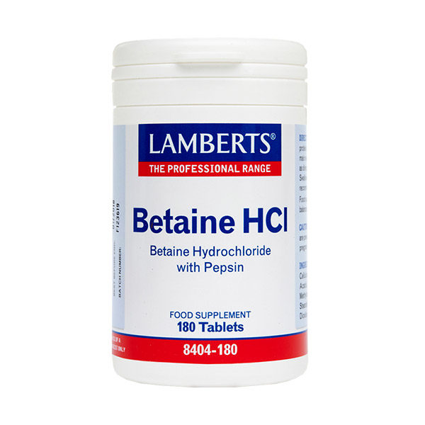 Lamberts Betaine Hci 324mg Pepsin 180 ταμπλέτες
