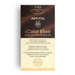 APIVITA MY COLOR ELIXIR ΜΟΝΙΜΗ ΒΑΦΗ Νο 7.43 ΞΑΝΘΟ ΧΑΛΚΙΝΟ ΜΕΛΙ