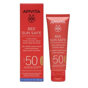 APIVITA BEE SUN SAFE ΕΝΥΔΑΤΙΚΗ ΚΡΕΜΑ-GEL ΠΡΟΣΩΠΟΥ ΜΕ ΧΡΩΜΑ SPF50 50ml