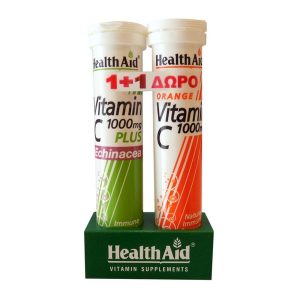 HEALTH AID ΑΝΑΒΡΑΖΟΥΣΑ VITAMIN C 1000MG + VITAMIN C PLUS ECHINACEA 1000mg 1+1 ΔΩΡΟ